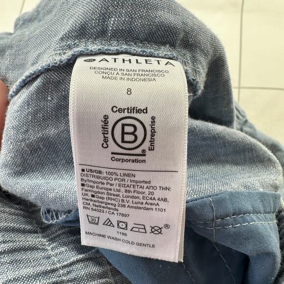 Athleta Pants Womens 8 Blue Retreat Linen Jogger Resort Travel Sporty Breathable - Picture 5 of 11